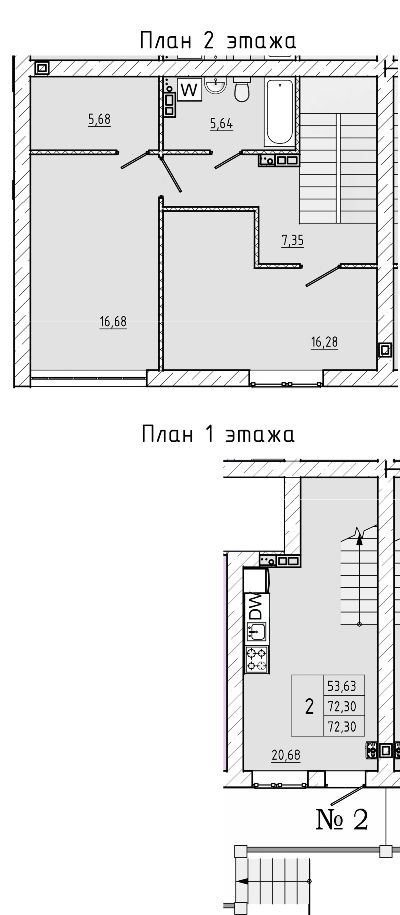 2-комнатная квартира №2, 71.8 кв. м, в ЖК На Героев пгт. Сиверский